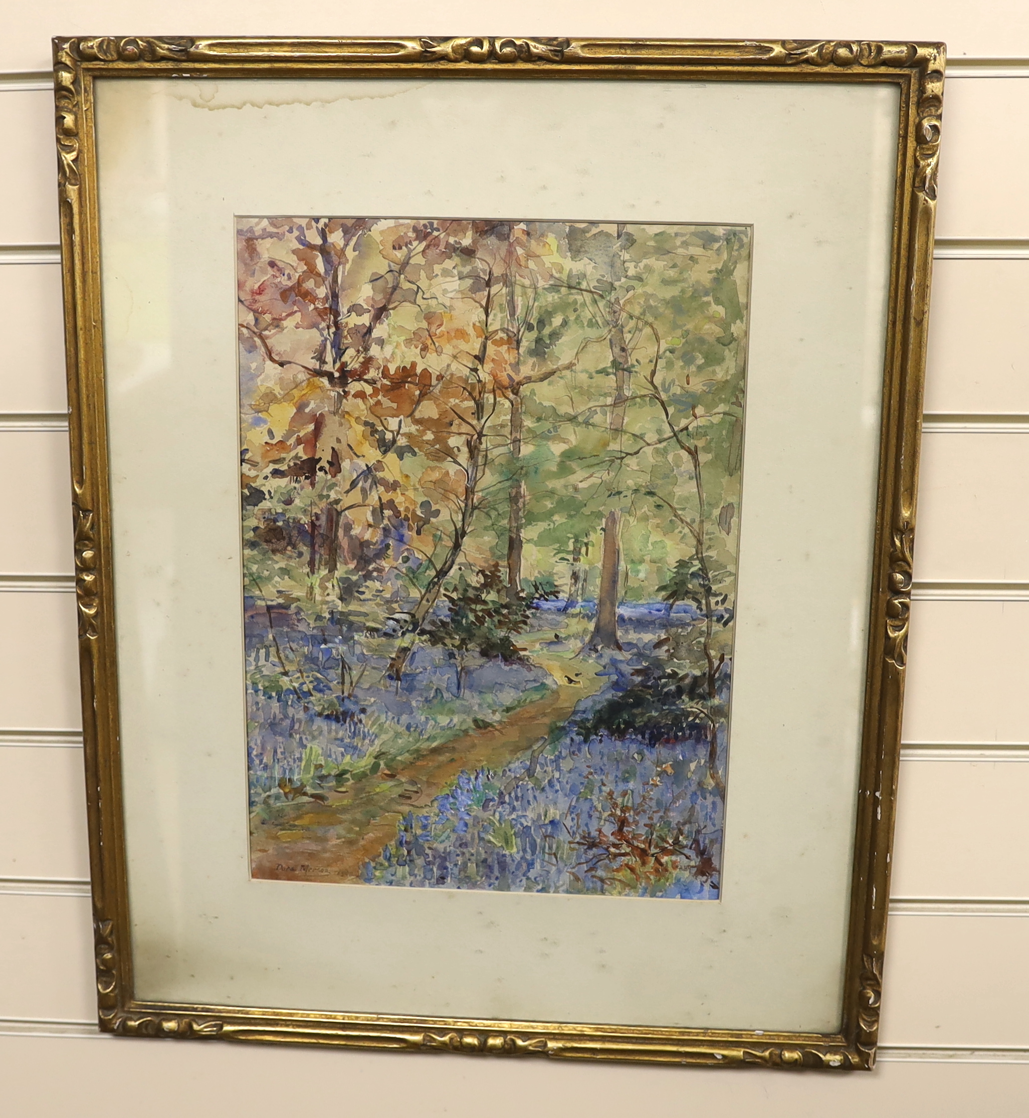 Dora Meeson (Australian, 1869-1955), watercolour, Woodland with bluebells, signed and dated 1928, 40 x 29cm